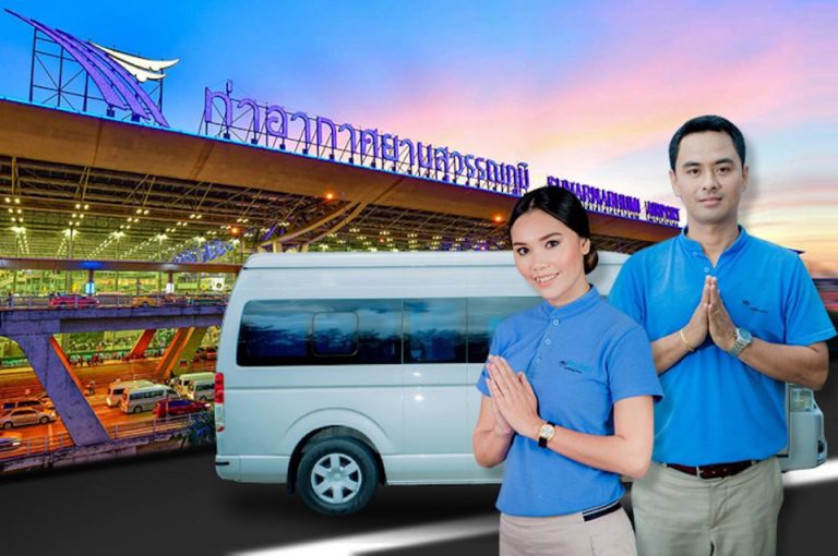 Bangkok Airport transfer. Staff greet guests at Suvarnabhumi Airport. Van service for gay men traveling to Bangkok for classical bicycle tours.
