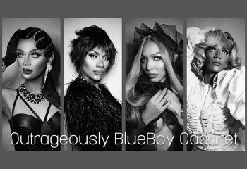 BlueBoy Discotheque Kuala Lumpur's Outrageously BlueBoy Cabaret features four drag queens in glamorous black and white portraits.
