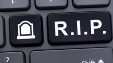 Online memorial concept with R.I.P. abbreviation button on computer keyboard