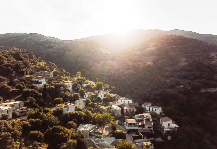Athens 1890 Hotel & Spa: Gay-friendly Monastery Estate Townhouse. Hillside village view with sunlit mountains. Ideal for gay travel advice.
