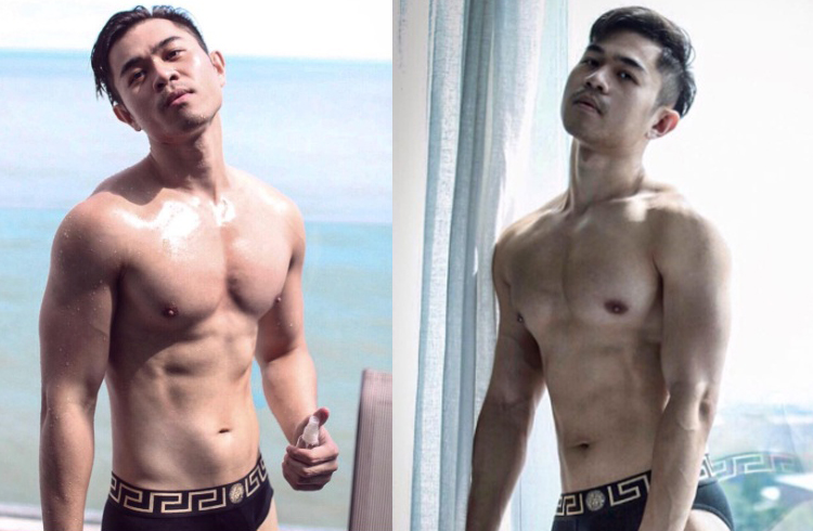 Asian gay man Afif, Bachelor of the Week, shirtless in Singapore. Hot, fit body, Versace briefs. Gay travel inspiration.