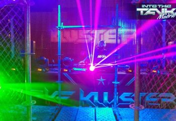 Into The Tank Madrid gay club: DJ performs with lasers. Madrid's gay nightlife offers a unique experience for gay men.