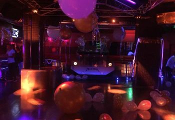 Mantrix Gay Club in Gran Canaria interior view. Balloons decorate the dance floor of this gay nightlife hotspot. Travel advice for gay men.