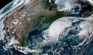 Hurricane Milton captured by NASA's GOES-East satellite as it made landfall on Florida's west coast.