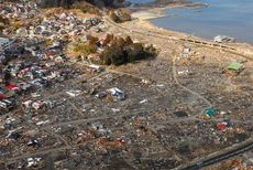 An aerial view of damage to Sukuiso, Japan, a week after the earthquake and subsequent tsunami devastated the area in March, 2011. Also this isn't likely to happen on the East Coast, it's not inconceivable. 